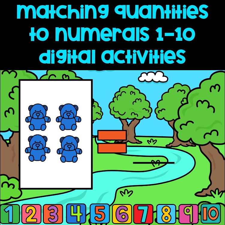 Pre-Kindergarten Matching Quantities to Numbers- Digital Activity & Google Slides