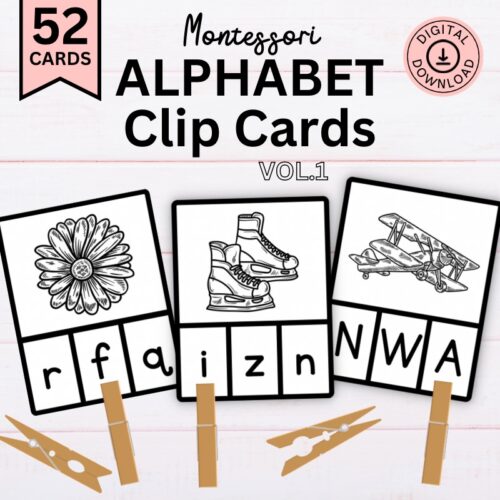 Alphabet Clip Cards for Beginning Sounds with Uppercase and Lowercase Letters, Montessori-inspired ABCs Activity's featured image