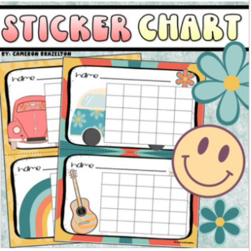 Positive Behavior Sticker Chart Reward Incentives Groovy Retro Vibes Theme's featured image