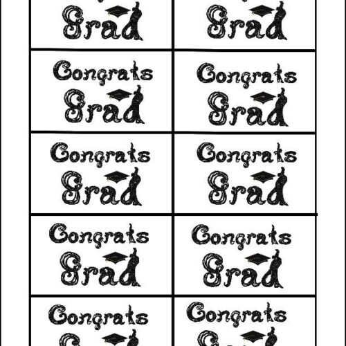 10 Congrats Grad Tags Captions Printable Black Faux Glitter Fabric Font Graduation Cap Art's featured image
