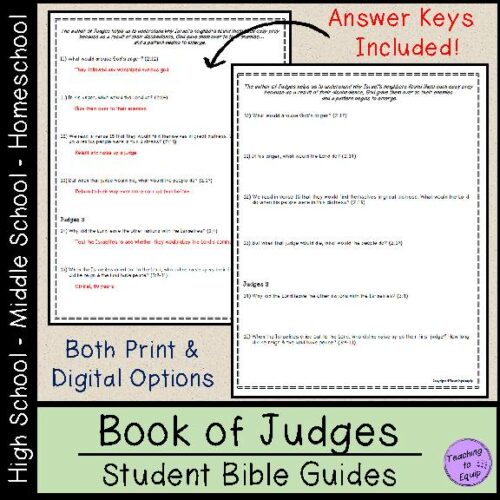 Book of Judges Bible Study Questions worksheet packet's featured image