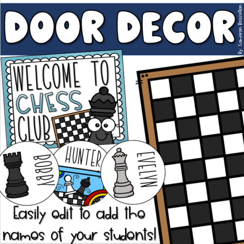After School Chess Club Team Door Display Bulletin Board Decoration  EDITABLE - Classful