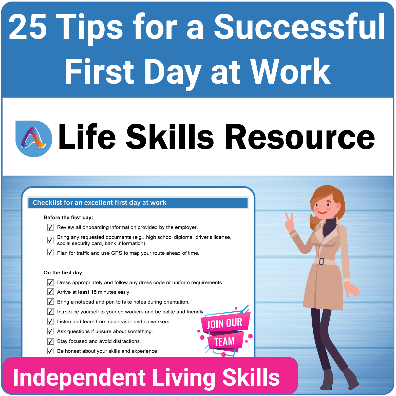 Essential Employment Skills Activity for Teens - Tips for a Successful First Day at Work