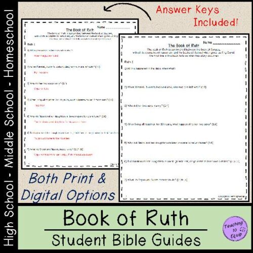 Book of Ruth Bible Study Guide worksheet packet's featured image