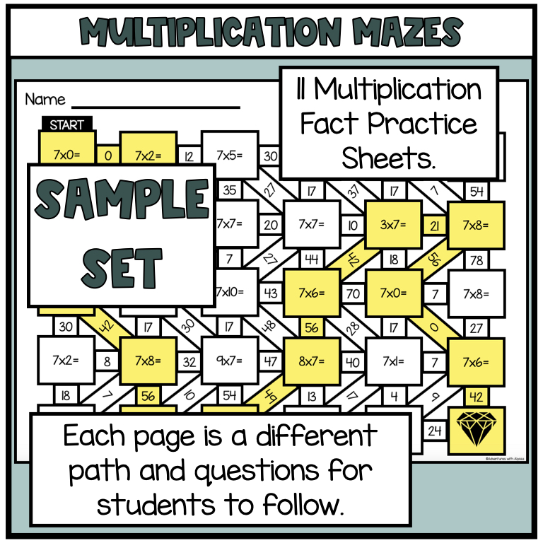 Multiplication Mazes Sample Set