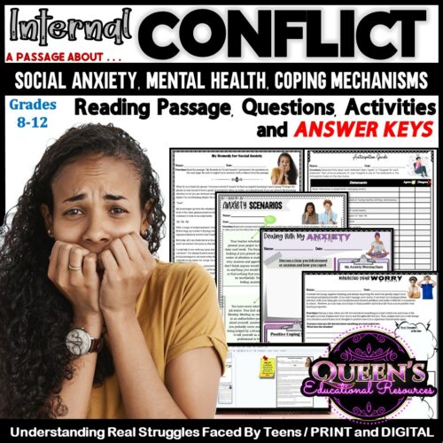Conflict Reading Passage and Activities, Social Anxiety, Anxiety Coping Skills's featured image
