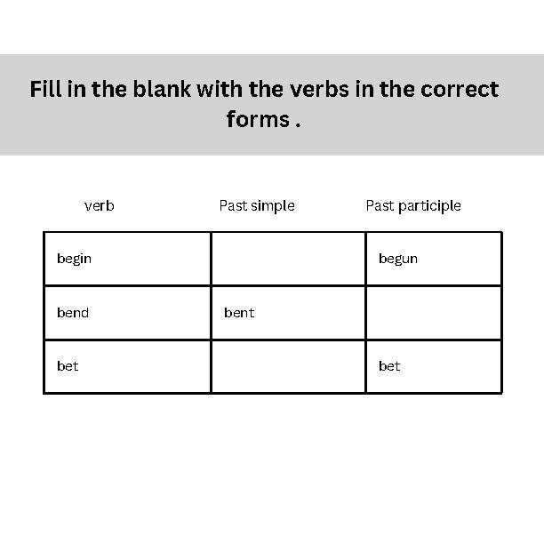 Mastering the Basics- Irregular Verbs Exercises for Beginners - Classful