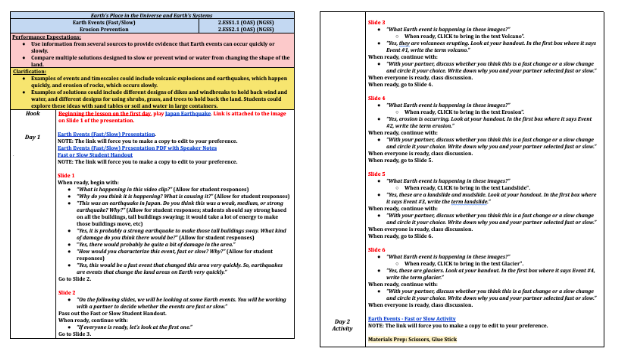 2nd Grade Science Lesson Earths Events, Erosion Prevention 2.ESS1.1, 2 ...