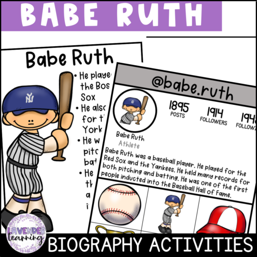 Babe Ruth Biography Activities, Worksheets, Report - Athlete Study's featured image