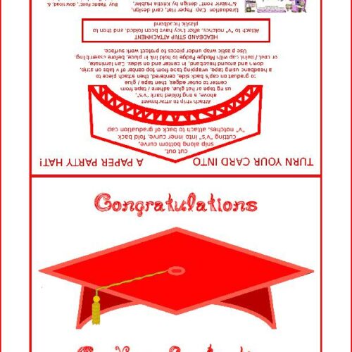 Congratulations On Your Graduation Cap Red Card And Or Paper Hat Printable's featured image