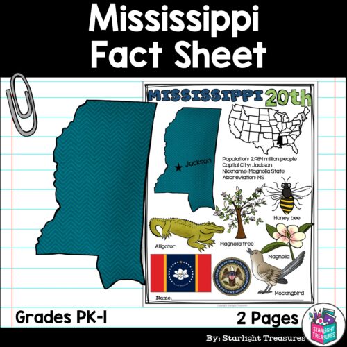 Mississippi Fact Sheet for Early Readers - A State Study's featured image