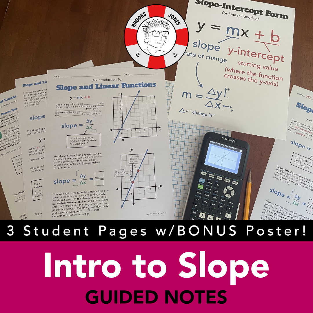 Intro to Slope and Linear Functions: Guided Notes and BONUS! Poster