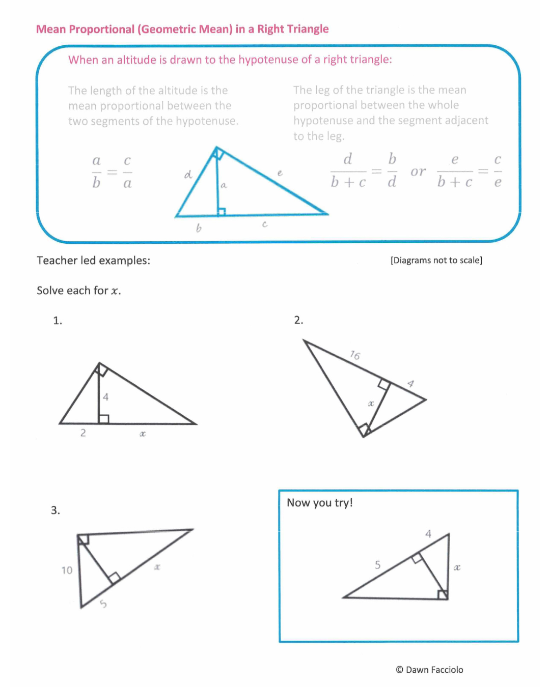 Triangle Proportionality Theorem Worksheet