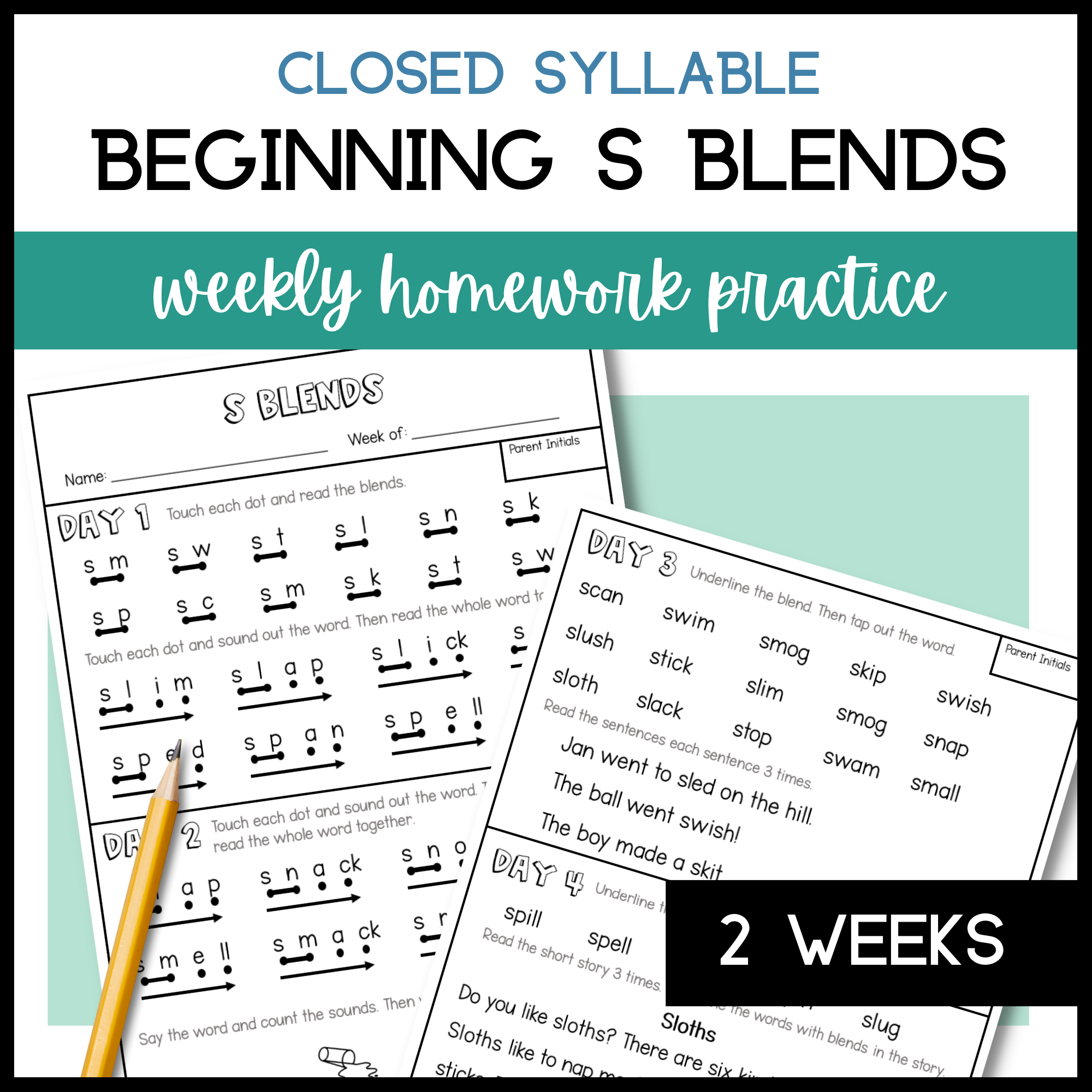 Closed Syllable Words Bundle  Decodable & Fluency Homework - Classful