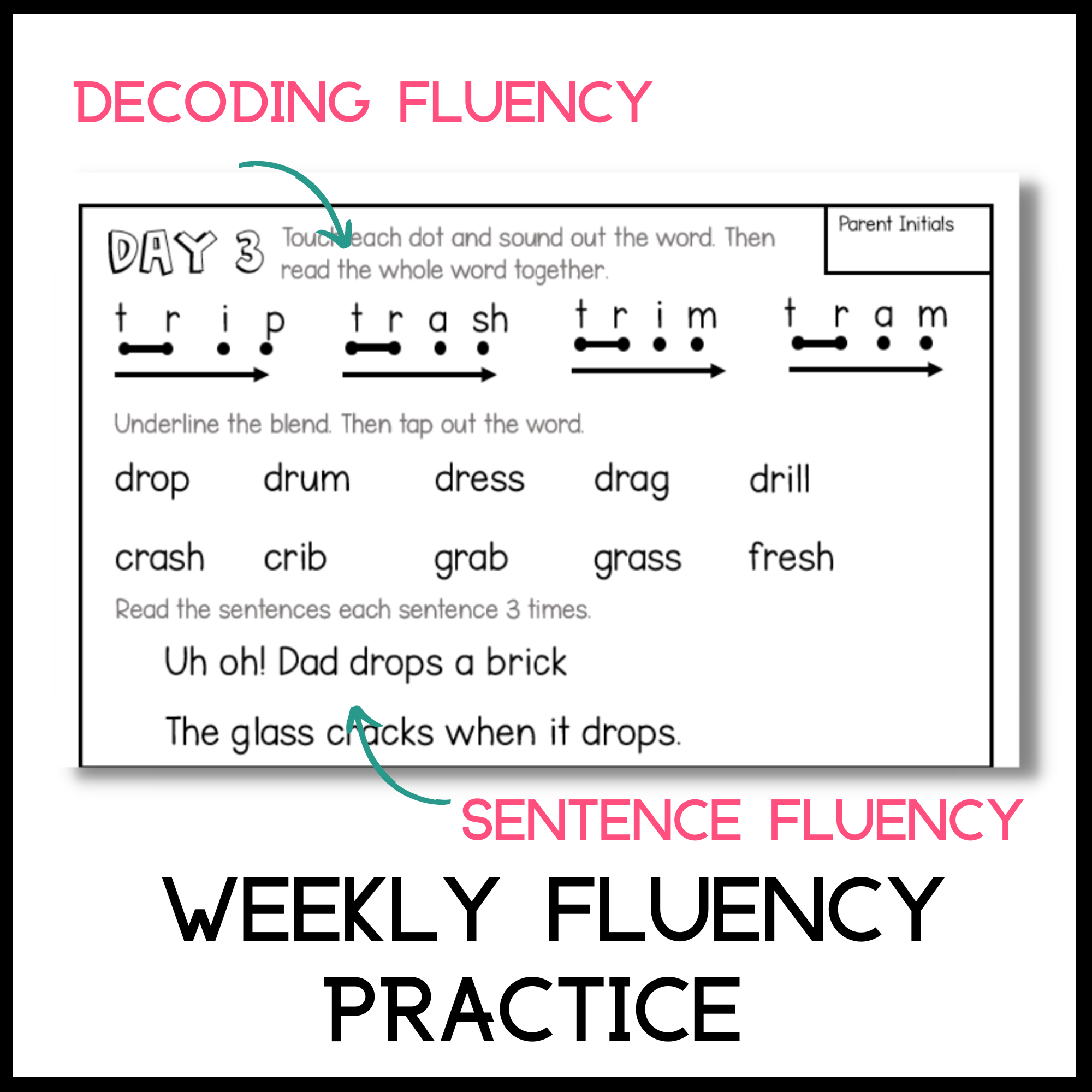 Beginning R Blends Decoding Practice & Fluency Homework - Classful