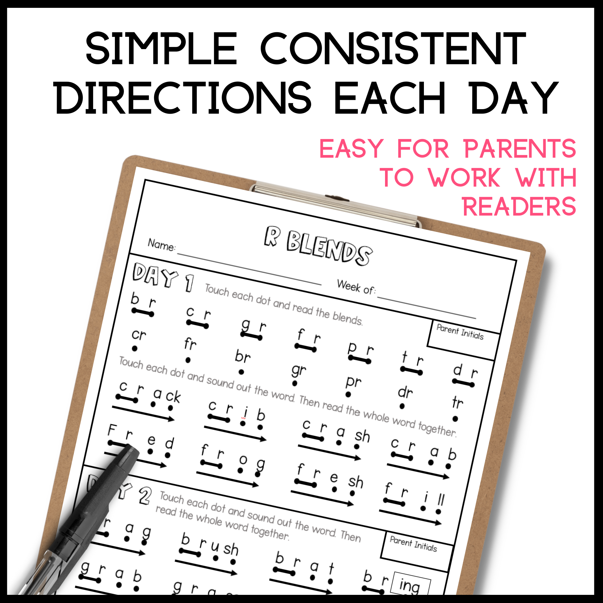 Beginning R Blends Decoding Practice & Fluency Homework - Classful