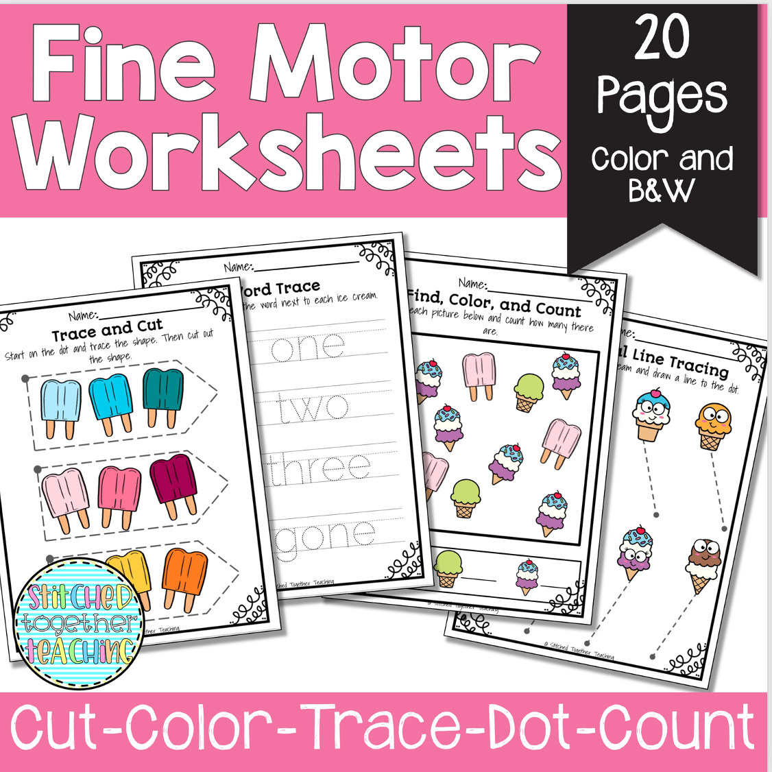 Ice Cream Summer FINE MOTOR Activities Worksheet Packet for Special Education OT
