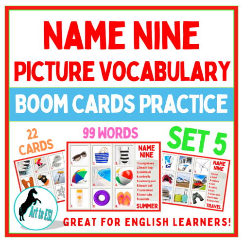 Name Nine Vocabulary - BOOM CARDS™ - Newcomer English Learners - ESL -Set 5's featured image