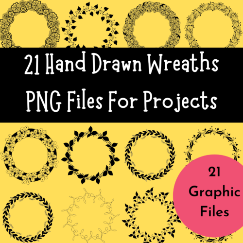 Hand Drawn Black And White Wreaths - PNG Files - Cricut, Silhouette or Cutting's featured image
