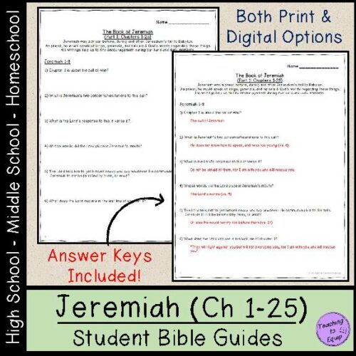 Jeremiah Bible Study Questions (Ch 1-25) Worksheet Packet's featured image