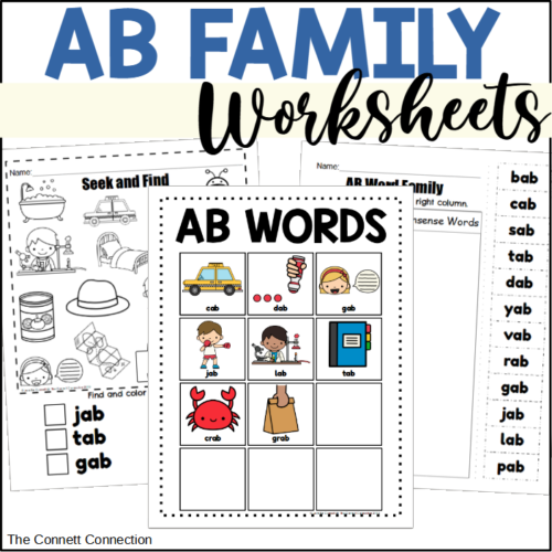 AB Word Family Worksheets No Prep Phonics Activities's featured image