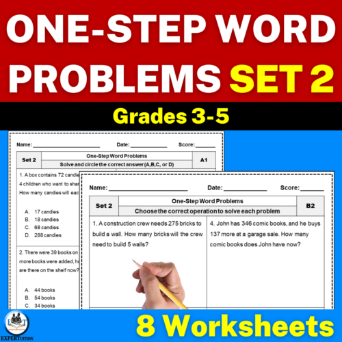 One Step Word Problems Worksheets | Addition, Subtraction, Multiplication and Division Word Problems - SET 2's featured image