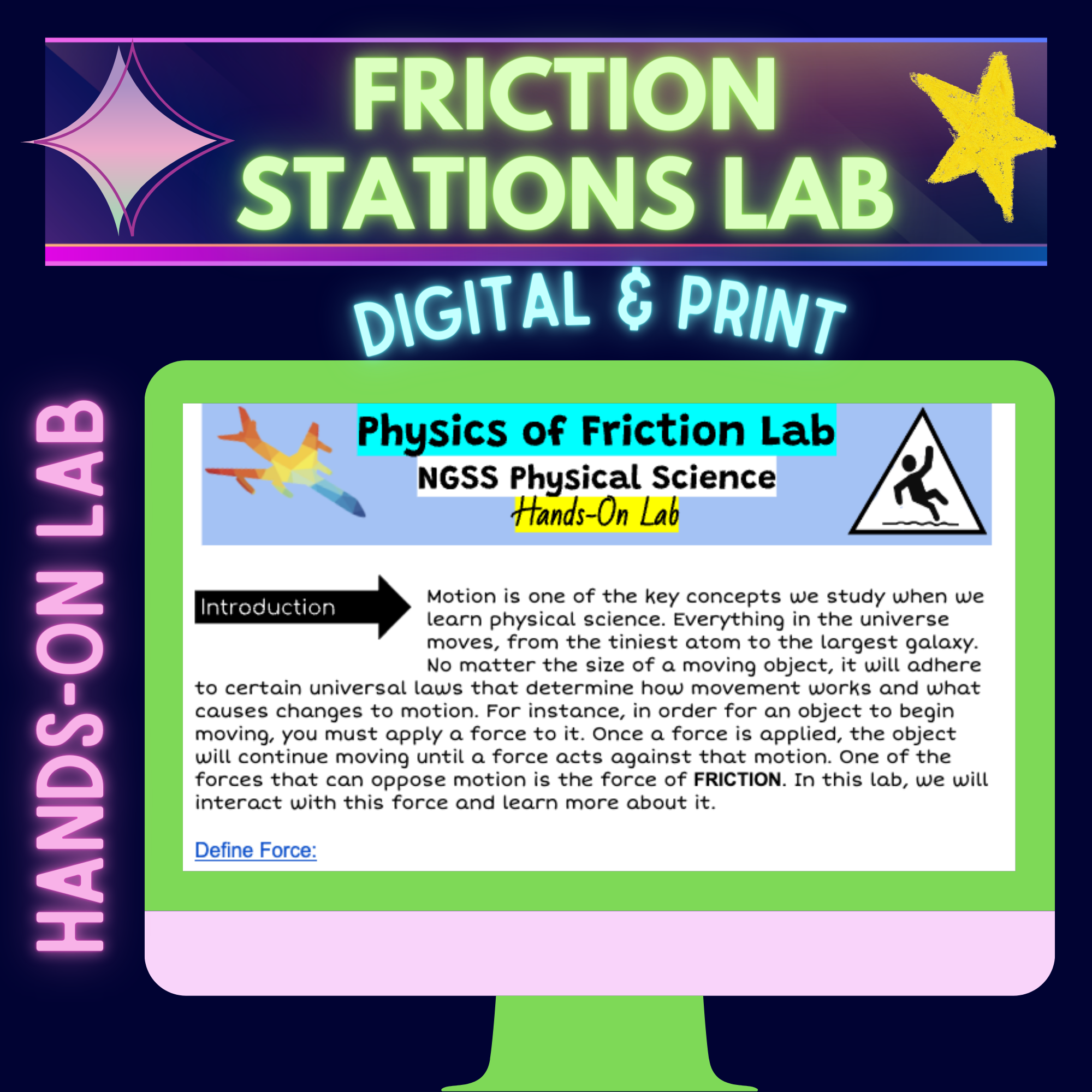 Friction & Motion Stations Lab Hands On Middle School Physics Fun NGSS Activity