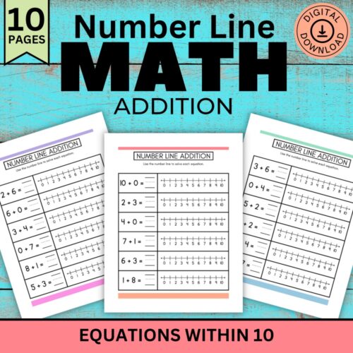 Number Line Addition Math Worksheets for Preschool, Kindergarten, First Grade's featured image