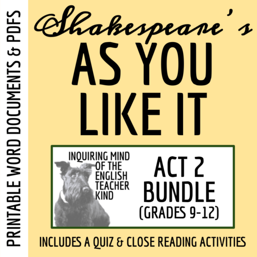 As You Like It Act 2 Quiz and Close Reading Worksheets Bundle's featured image