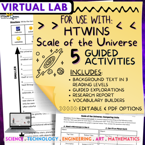 Scale Of The Universe 2: FIVE Guided Tasks Including Vocabulary Builders, Guided Research, Scavenger Hunt & More! HTwins's featured image