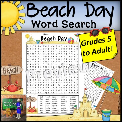 Beach Day Word Search - Hard's featured image