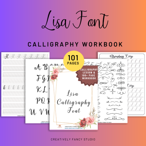 Lisa Font Calligraphy Workbook - Calligraphy Instructions - Practice Sheets and Calligraphy Instruction - Calligraphy Wo's featured image
