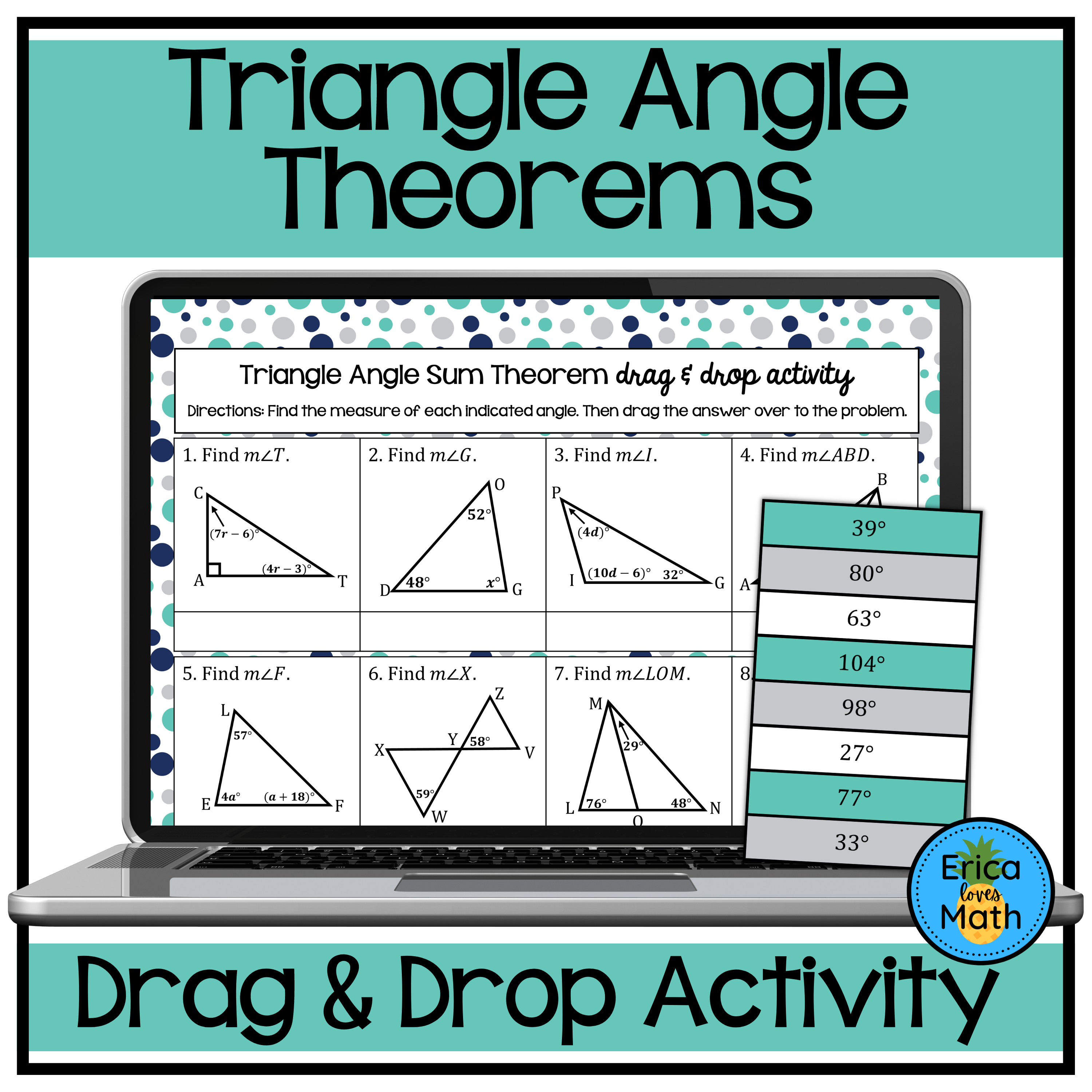 Triangle Angle Theorems Digital Activity Drag & Drop - Classful