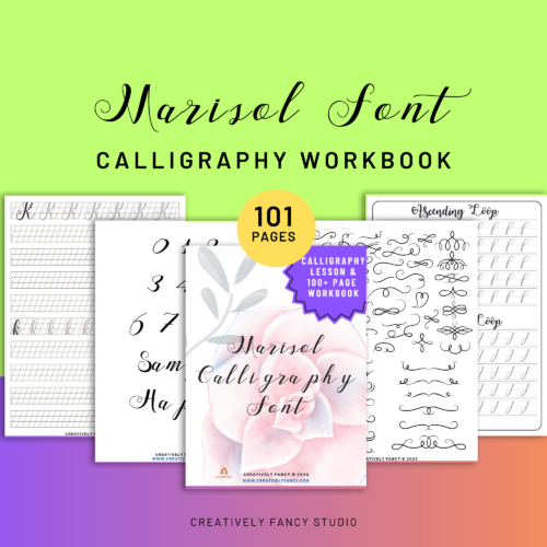 Marisol Font Calligraphy Workbook - Calligraphy Instructions - Calligraphy Instruction -100 Page Workbook Calligraphy's featured image