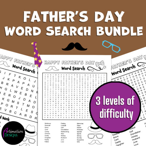 Father's Day Word Search Bundle | Summer Word Game | Easy | Medium | Hard's featured image