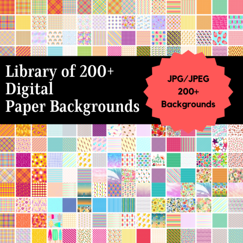 200+ Digital Background Papers Bundle - Summer Theme Backgrounds - JPEG Backgrounds - Digital Paper - Scrapbooking's featured image