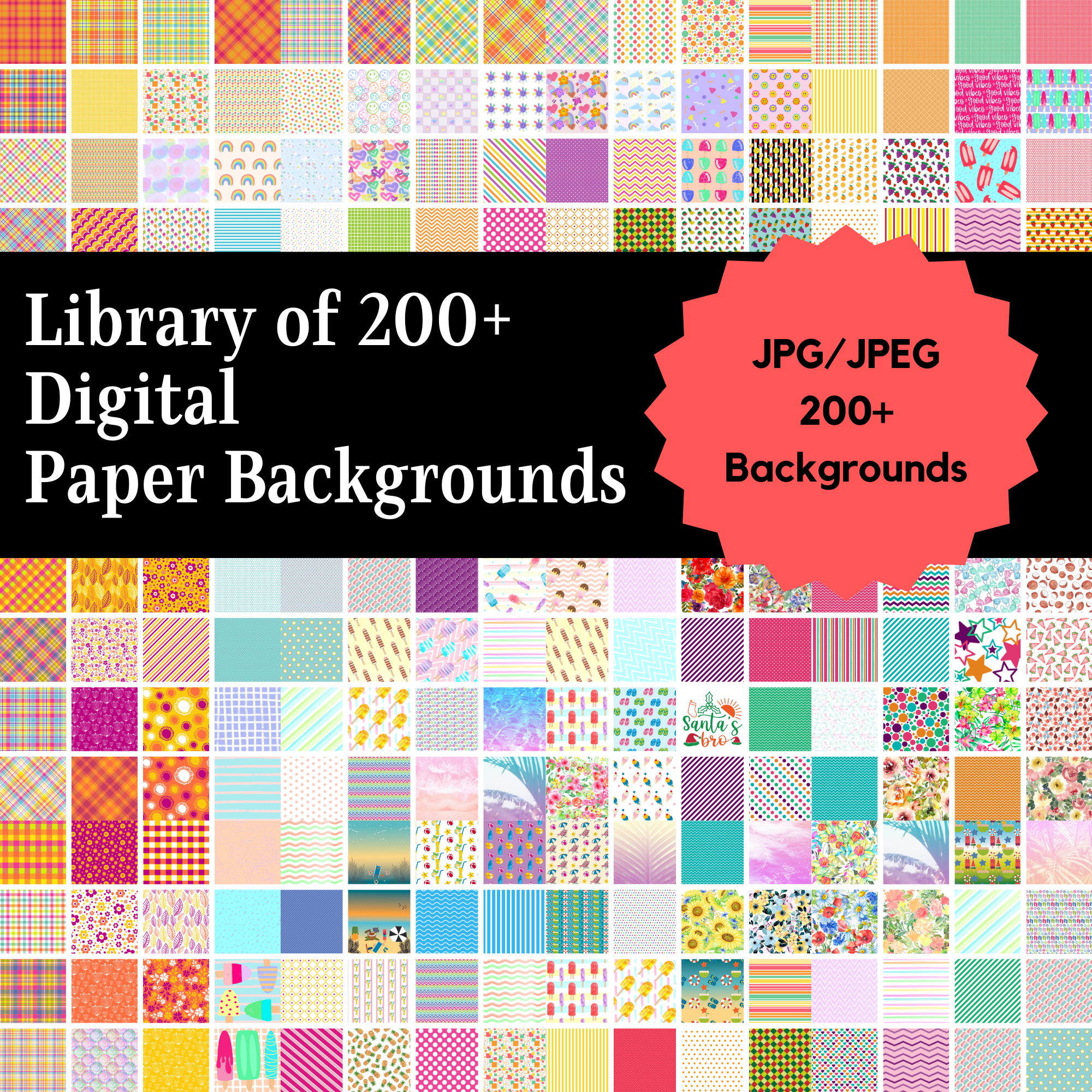 200+ Digital Background Papers Bundle - Summer Theme Backgrounds - JPEG Backgrounds - Digital Paper - Scrapbooking