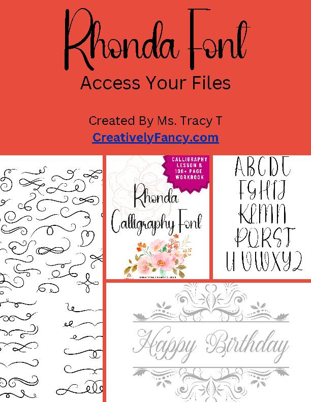 Rhonda Font Calligraphy Workbook - Calligraphy Instructions - Practice Sheets Calligraphy 100 Page Workbook