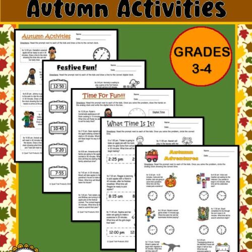 Elapsed Time Worksheets - Autumn Theme's featured image