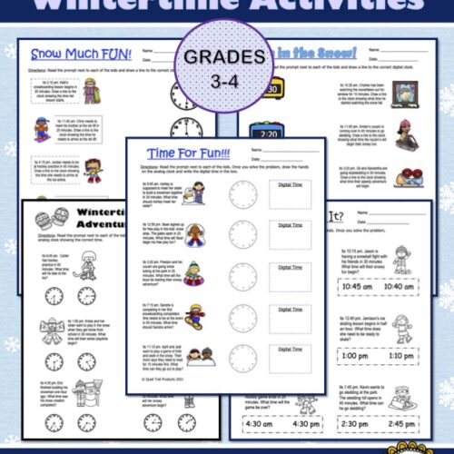 Elapsed Time Worksheets - Winter Theme's featured image