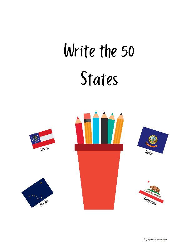 Write the 50 States File Folder Book
