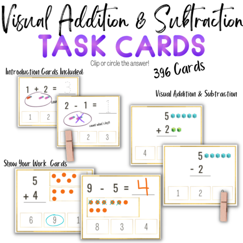 Addition & Subtraction Visual Task Cards | Differentiated Sets's featured image