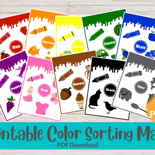 Color Sorting Printable Mats | Preschool Busy Book | Toddler Learning's featured image
