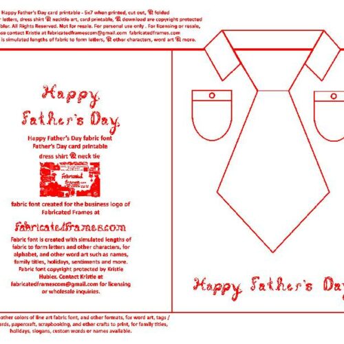 Happy Father's Day Red Fabric Font Tie And Dress Shirt Card Printable's featured image