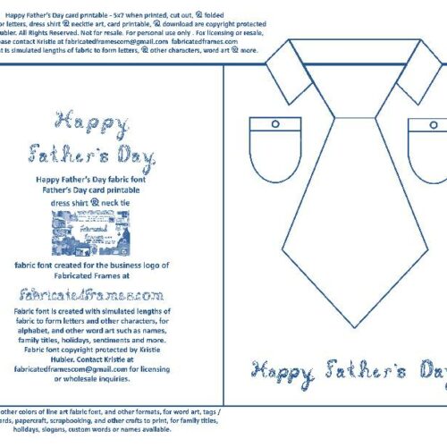 Happy Father's Day Denim Blue Fabric Font Tie And Dress Shirt Card Printable's featured image