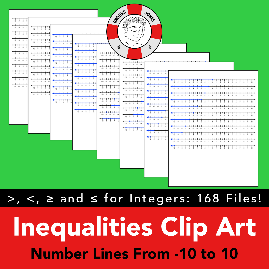 Number Line Inequalities Math Clip Art - Integers from -10 to 10: 168 Files!
