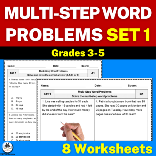 Multi-Step Word Problems Worksheets | Addition Subtraction Multiplication and Division Word Problems - SET 1's featured image