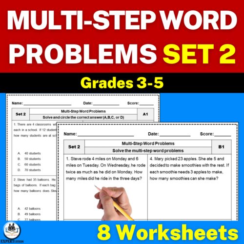 Multistep Word Problems Worksheets | Addition Subtraction Multiplication and Division Word Problems - SET 2's featured image