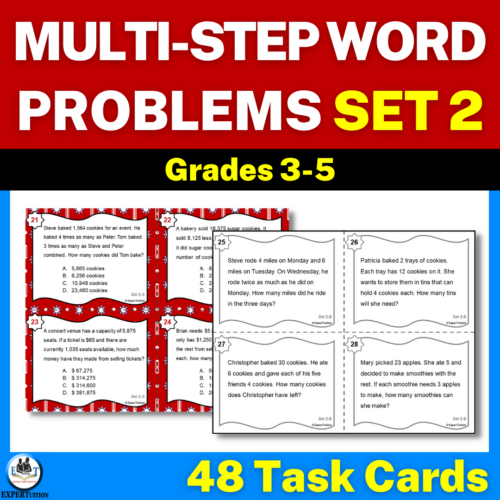 Multistep Word Problems Task Cards | Addition Subtraction Multiplication and Division Word Problems - SET 2's featured image