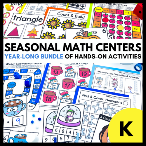 Kindergarten Math Centers - Math Curriculum Year Long Seasonal Centers Bundle's featured image